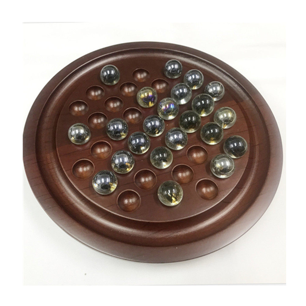 Rompecabezas noble único Kong Ming solo ajedrez juego de mesa para niños juguete ajedrez diamante independiente tablero de ajedrez redondo de madera grande