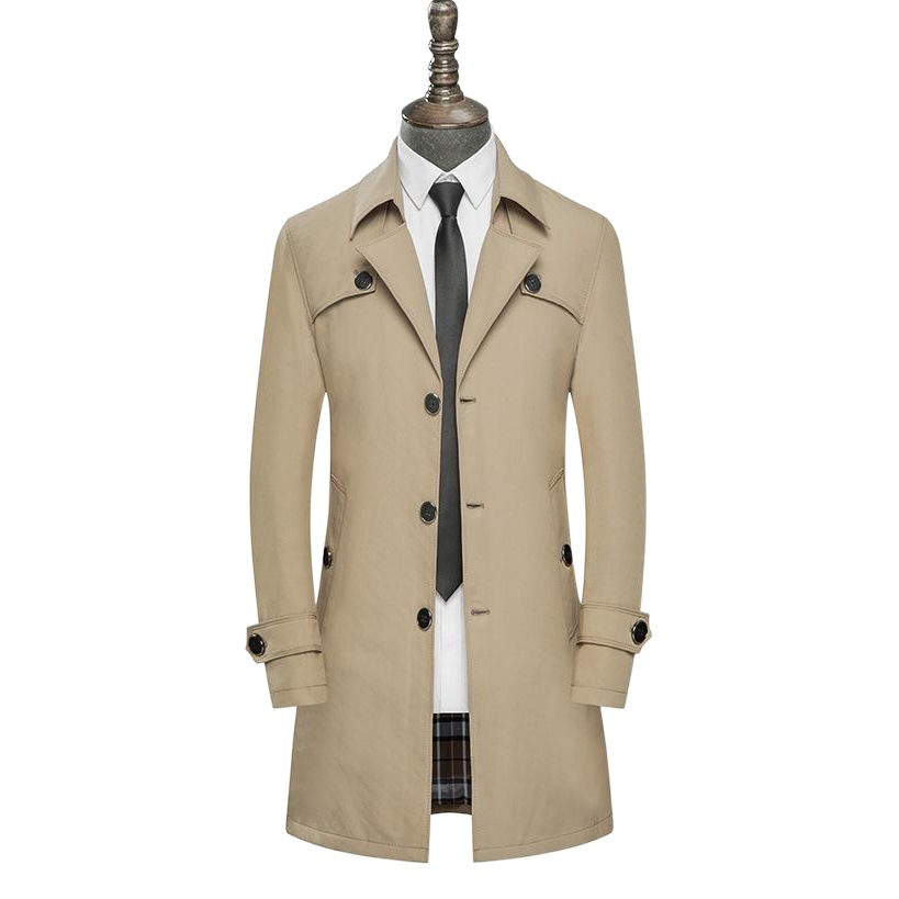 La primavera y el otoño Nueva gabardina delgada de los hombres de media longitud de la gabardina de la moda coreana Delgado guapo de los hombres de la capa transfronteriza