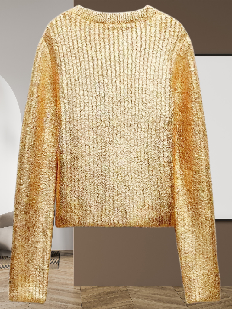 Long Sleeve Pullover Sweater - Silver