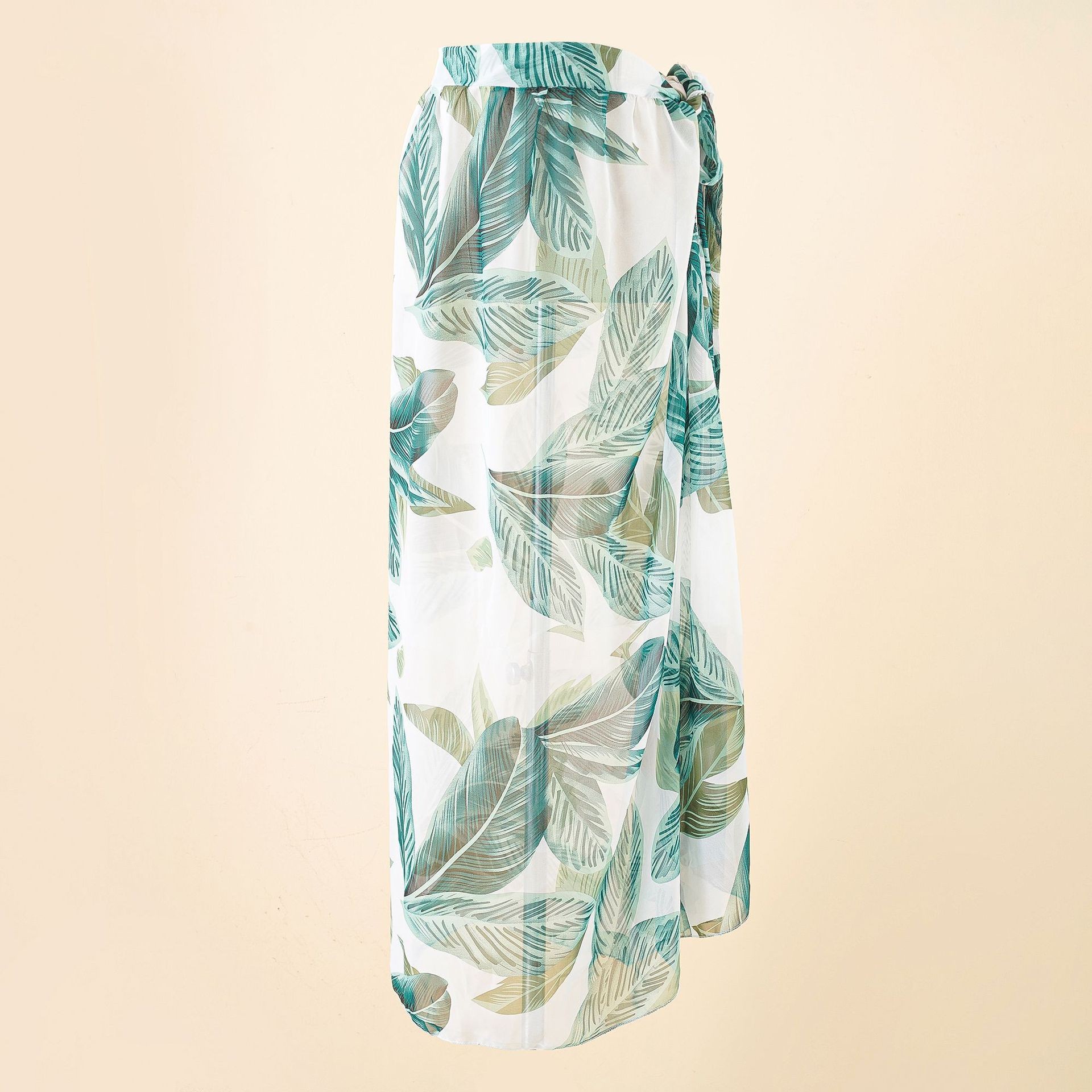 Verano estilo europeo y americano con estampado de leopardo, hojas, playa, vacaciones, gasa, estampado, tie-dye, falda envuelta en playa, blusa, grupo de protección solar