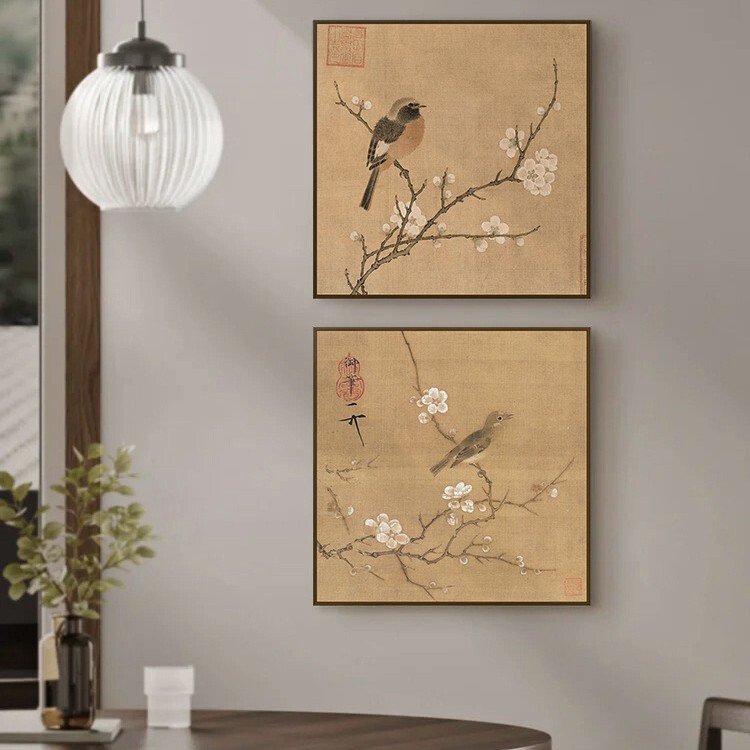 宋代美学花鸟装饰画复古禅意国风挂画新中式茶室办公室书房壁画|undefined