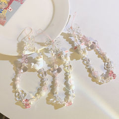 Girly Heart Rabbit Bead Bracelet Universal Mobile Phone Case Pendant Camera CCD Keychain Female Mobile Phone Lanyard