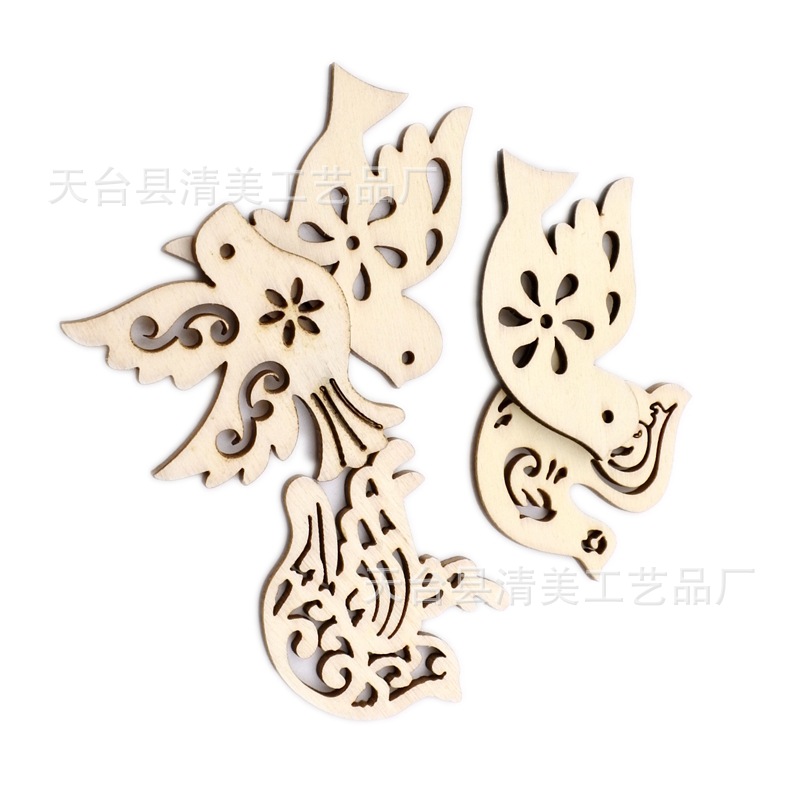 5 decoraciones de aves mezcladas 50mm de largo de madera decoración de aves piezas de madera 10 por paquete