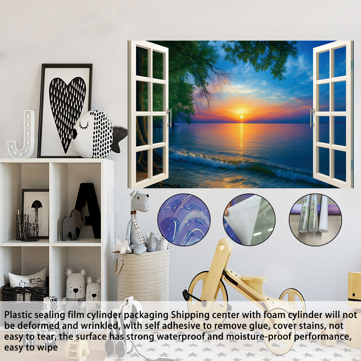 3d Seeblick Wandaufkleber Mit Fensteroptik Für Meer Dekoration_voghion.com