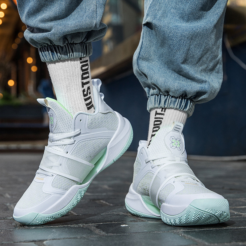 Zapatos de baloncesto de combate real de fricción sonora y amortiguación de fricción nacional, zapatos deportivos de moda juvenil de luz nocturna para hombres y mujeres