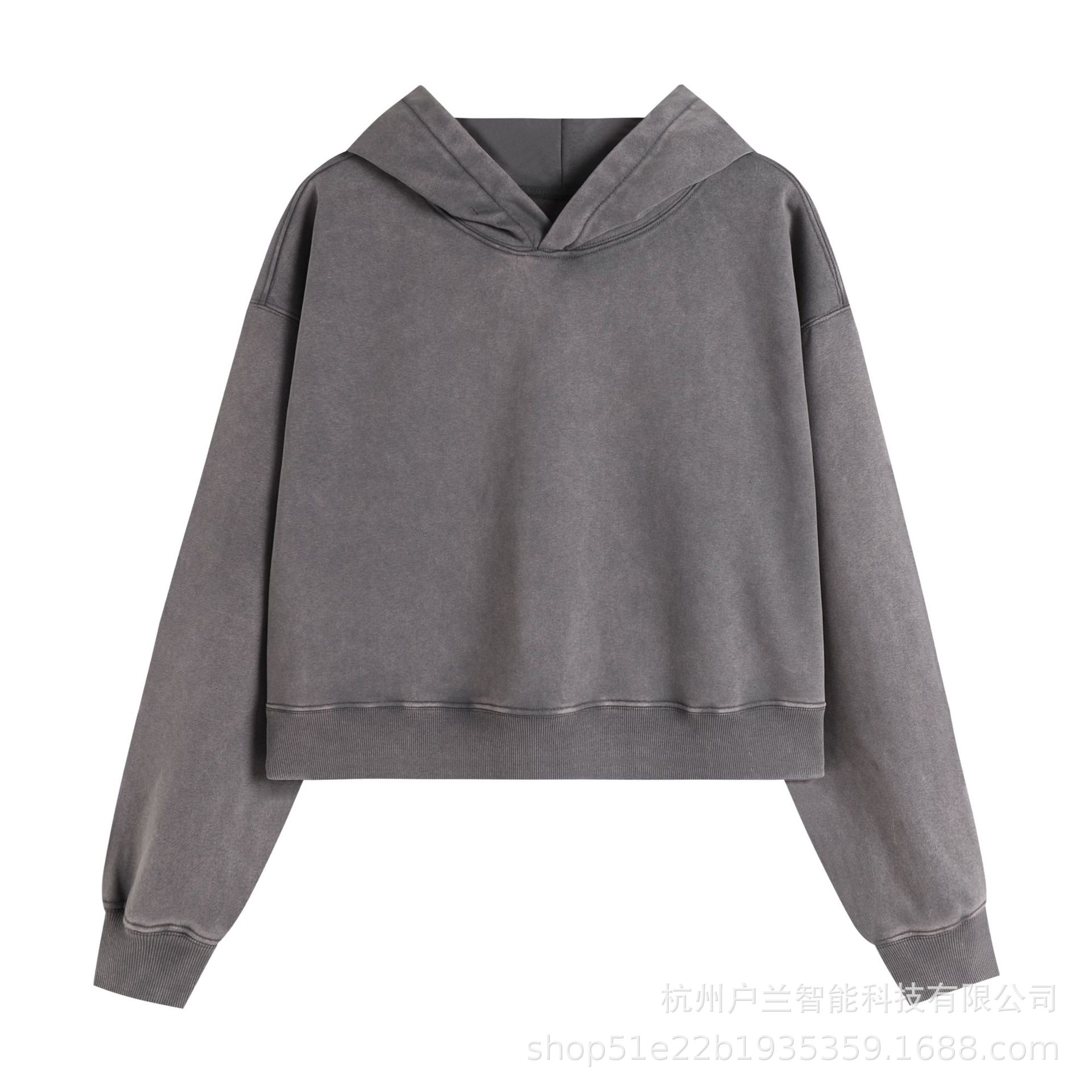 Women's 400g brushed distressed hoodie dark gray