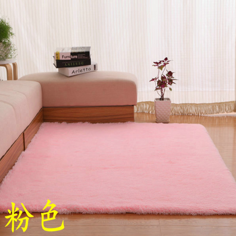 Moderno minimalista sala de estar de color sólido alfombra de piso de lana de seda dormitorio de noche Alfombra de lana larga Nordic ins manta suave