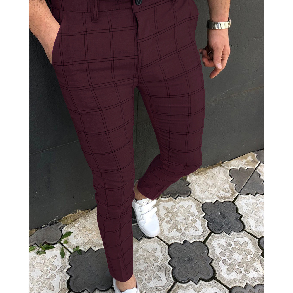 Herren Freizeithose Neue Sommerhose mit doppeltem Streifen- und Karomuster_voghion.com