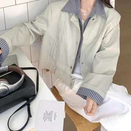 复古假两件皮衣外套女春季2025新款设计感拼接新品女装短皮夹克