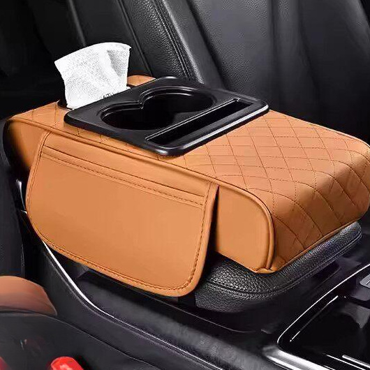 Car armrest box pad storage bag, in-car tissue box, central armrest heightening pad, multifunctional cup holder, practical and useful