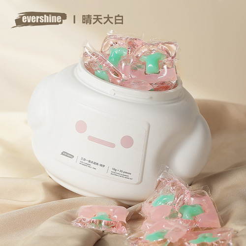 Evershine Sunny White 3-in-1 Laundry Beads, Fragrance Laundry Detergent, Softener, Color Protection, Box of 25