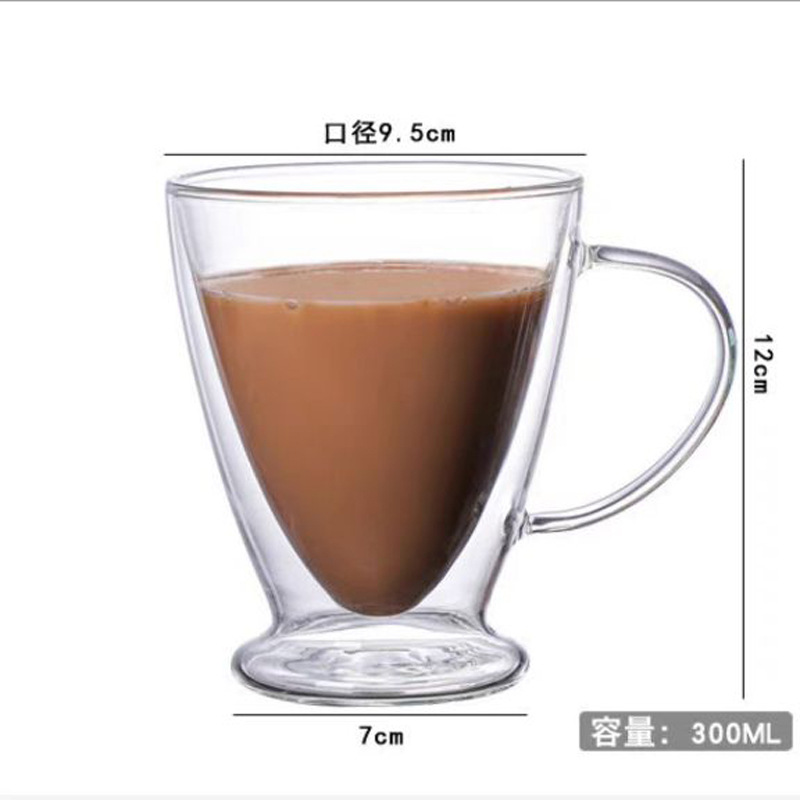 Vidrio de borosilicato doble capa con taza de desayuno creativa Taza de leche con mango Taza subred taza de helado de fruta roja