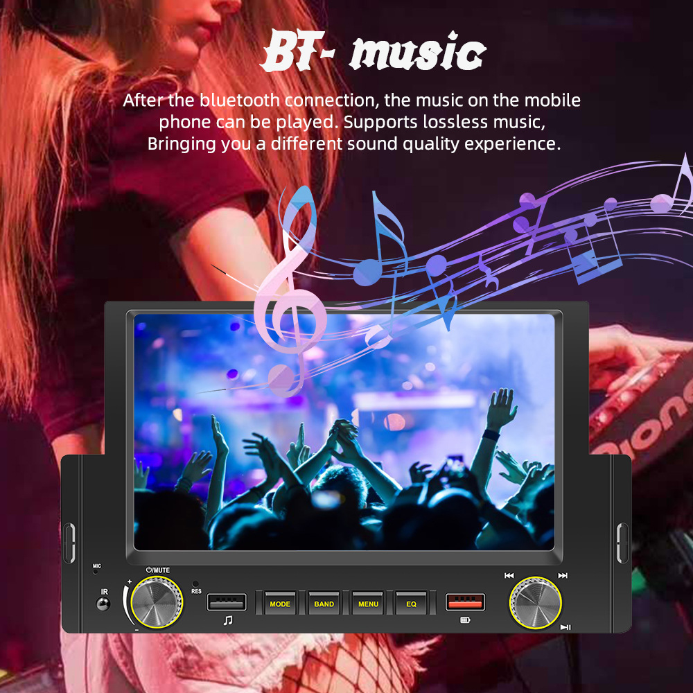 6.2inch Single-Cylinder Wired Carplay Android Auto Car Bluetooth Mp5 Player Radio Reversing Priority 12V