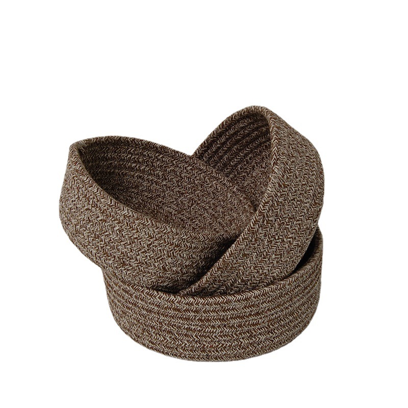 厂家直供棉线编织收纳筐组合 日式杂物化妆品零食玄关钥匙收纳篮