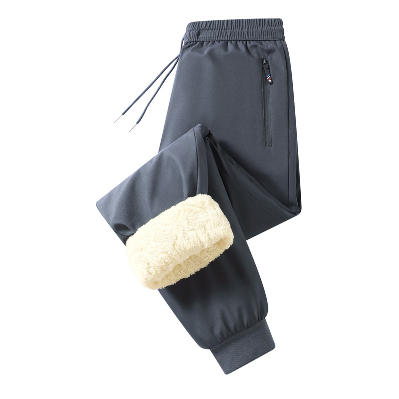 Pantalones de algodón para hombres otoño y invierno gruesos pantalones cálidos ociosos de invierno para papá ropa exterior de cordero a prueba de frío tamaño grande