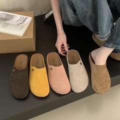 【现货真皮勃肯】经典款软底真皮豆豆鞋复古圆头包头鞋内增高女鞋