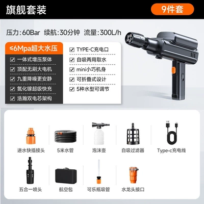 Gun, Household Electric Lithium Battery, Portable car washer - 5m-set-super-mini-foldable-28080mwh-lithium-battery-continuous-washing-for-30-minutes-clean-stains-in-one-go