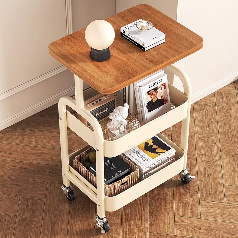 Second-Hand Movable Trolley Storage Rack Floor-Standing Living Room Sofa Side Table Coffee Table Snack Storage Shelf Bedside Table