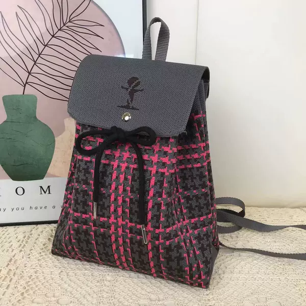 Pink and grey tic toe backpack