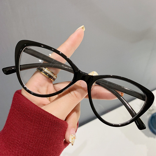 Retro glasses frame European and American cat eye trend anti-blue light mirror flat mirror for women simple personality fashion student myopia mirror