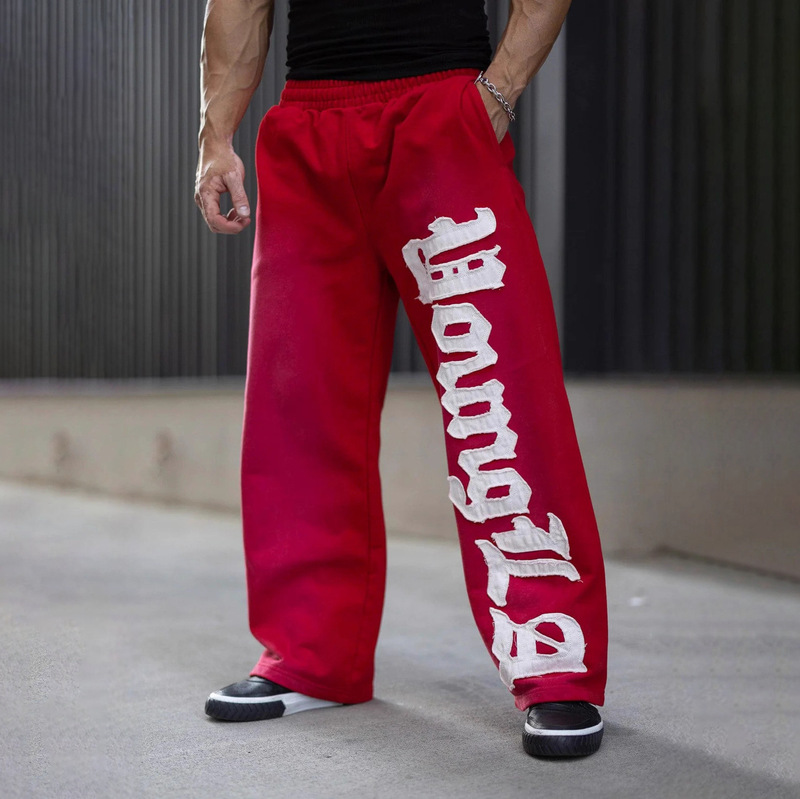 Youngla American style new trendy men's sports casual fitness loose-fitting cotton embroidered jogger pants Youngla American style new trendy men's sports casual fitness loose-fitting cotton embroidered jogger pants