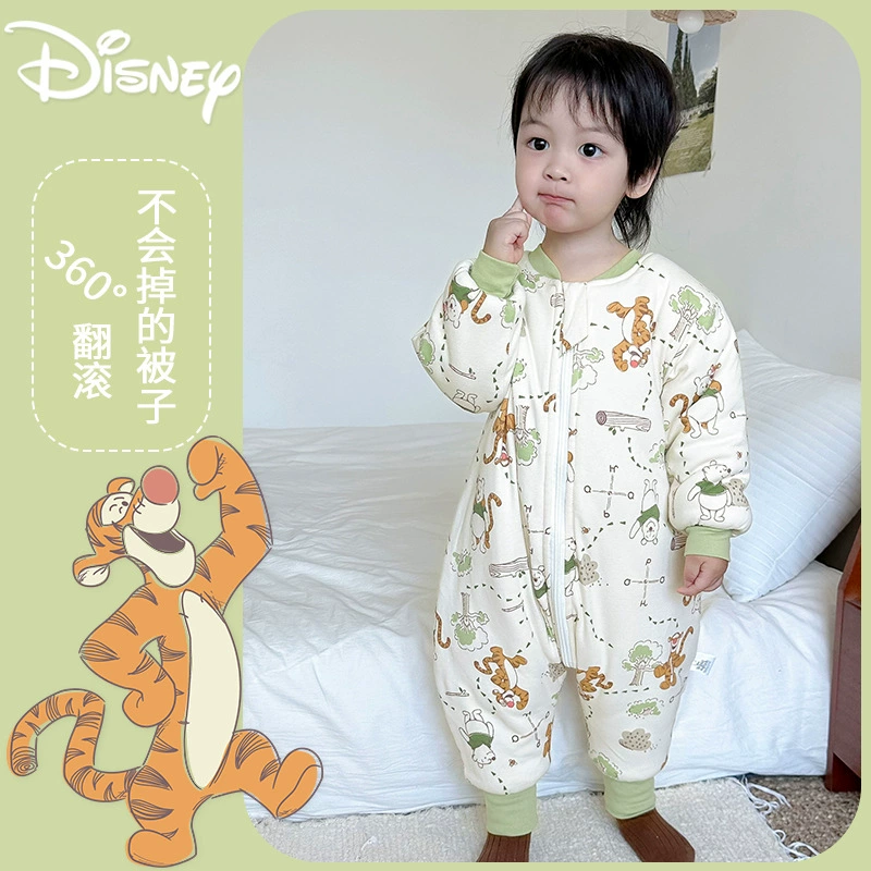 Детский спальный мешок Disney, осенне-зимний утолщенный спальный мешок, детское одеяло с защитой от раздражения, спальный мешок для новорожденных с раздельными ножками, осенне-зимний