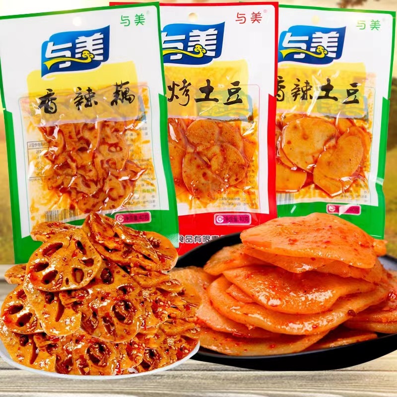 与美藕片/土豆片/野菜/裙带菜山椒香辣烧烤味70克/袋  整箱100包