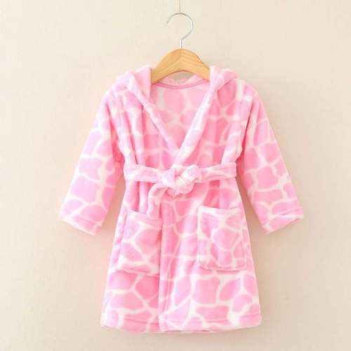 Cross-border children's pajamas for boys and girls, spring and autumn/winter bathrobes, sleepwear, cartoon flannel hooded children's clothing, home wear