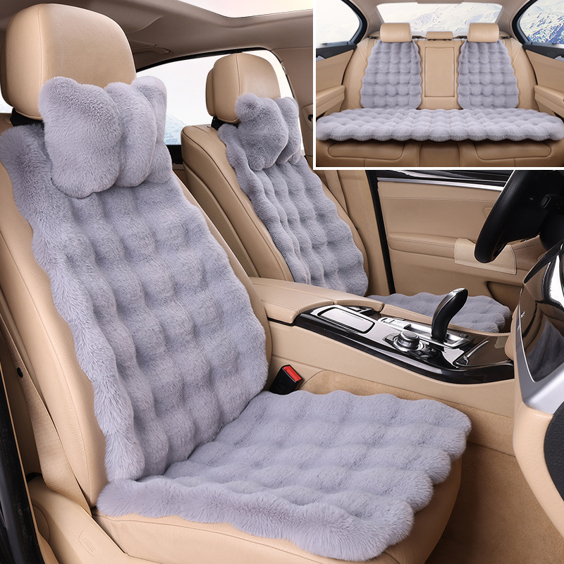 Plush Warm – Qìchē Wool pad - light-gray-full-car-five-seats-2-headrests