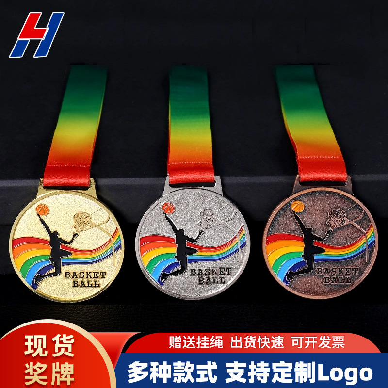 Medalla deportiva al por mayor juego de baloncesto oro plata cobre medalla de aleación de zinc fundición artesanía regalo conmemorativo listado suministro
