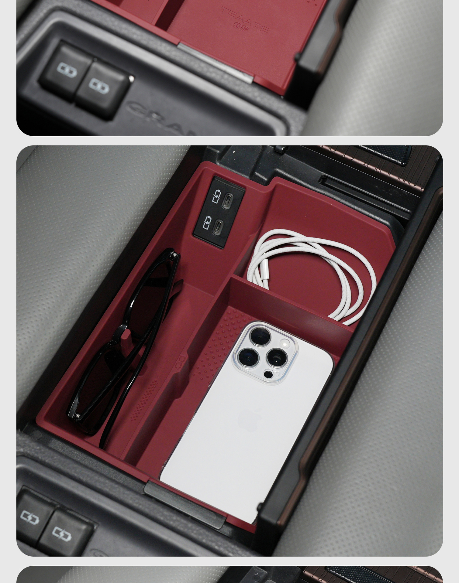Senna Grevia Glasses Storage Box Modification Parts Armrest Box Storage Glasses Case Modification Interior Accessories