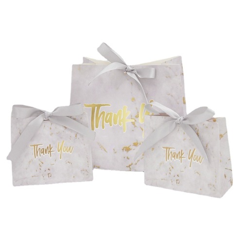 Souvenir gift bag, cross-border marble pattern handbag with ribbon, souvenir paper box