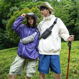 户外运动斜挎包新款时尚格纹男女同款胸包复古百搭骑行登山腰包