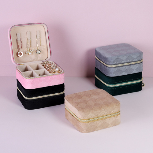 Cross-border portable hair accessory bracelet jewelry storage box high-end earrings ear studs rings jewelry box wholesale