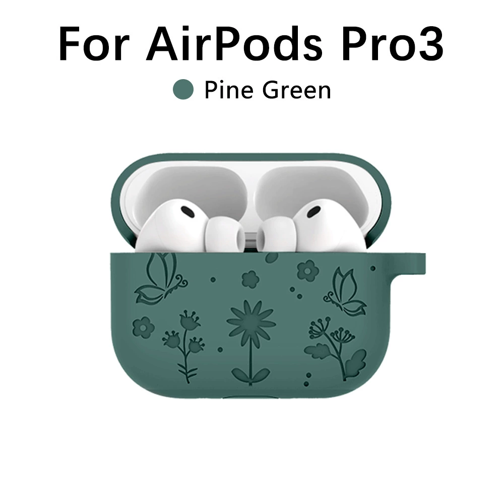 Совместимый с airpodspro3 защитный чехол 3D рельеф бабочка танец движение цветы и трава, чехол для наушников airpodspro3