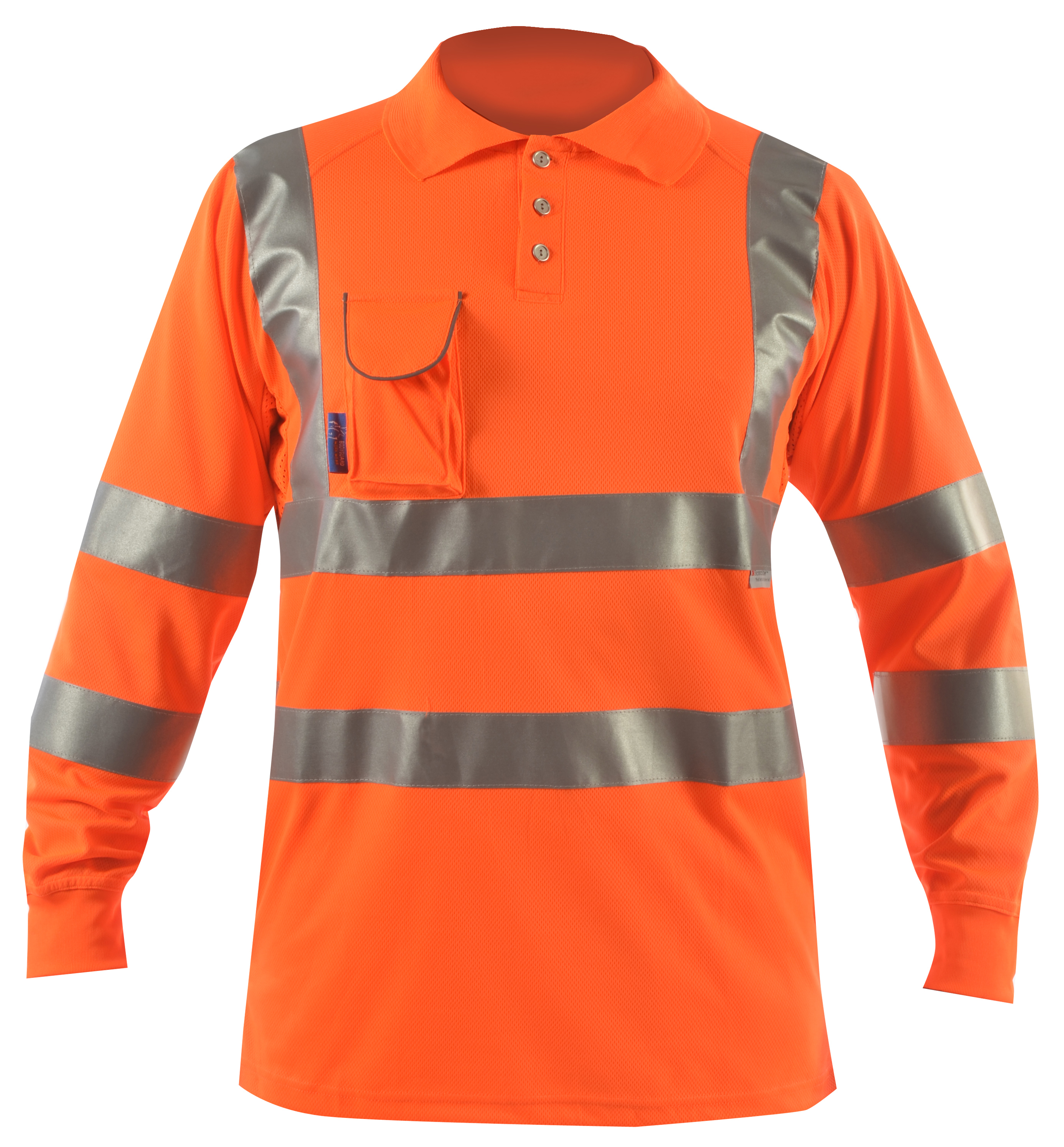 荧光橘红长袖POLO衫\GN670AS