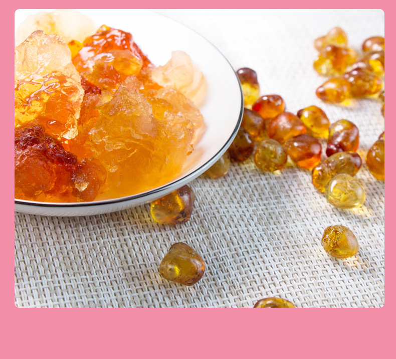 Peach Gum Dried Peach Resin Snow Swallow Soap Nut Rice Combination 250g Hand Trimmed Large Pearl Grade in use