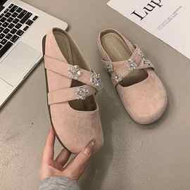 包头拖女外穿2025春季新款流行复古时尚休闲小个子休闲平底勃肯鞋