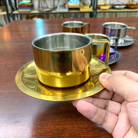 跨境304不锈钢咖啡杯双层隔热 热水杯冷饮杯户外休闲杯茶杯套装