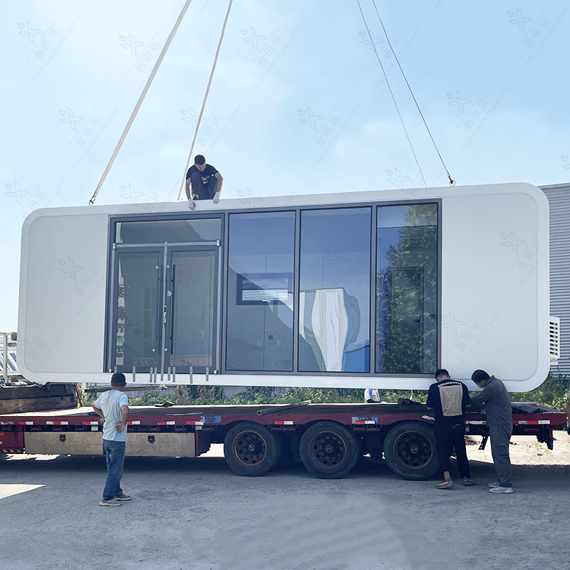 Inteligente modular oficina móvil al aire libre independiente vidrio transparente oficina comercial sentido de la tecnología cabina de Apple