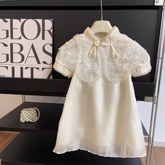 6529 女童連衣裙夏季兒童旗袍公主裙2023新款洋氣雲肩裙子小女孩