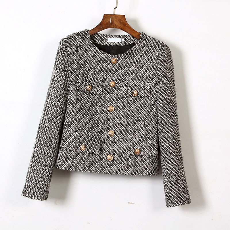 Autumn and Winter New Wool Tweed Chanel Style Short Coat Women's Single-breasted Slim-fit Short Top Autumn Suit Women's Elegant