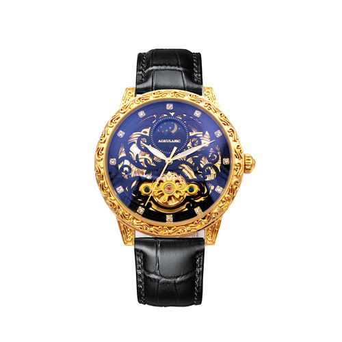 AOKULASIC/Augulas fully automatic mechanical watch hollow manufacturer one-piece drop-shipping retro carved watch for men