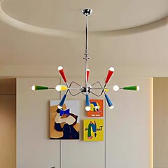 迪格雅中古风客厅餐厅彩色烟花吊灯孟非色卧室儿童房护眼装饰吊灯