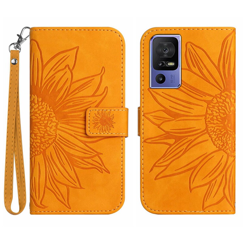 Applicable to Infinix Hot 12 mobile phone leather case TCL 40SE frosted sunflower card holder protective case