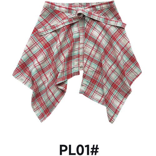 One-piece tie-in hide-and-seek semi-skirt women's hem shirt sweatshirt t-shirt outerwear layering magic grid diaper curtain men