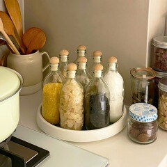 旋转调料盘厨房调料置物架油盐酱醋收纳台面款多功能托盘收纳盘