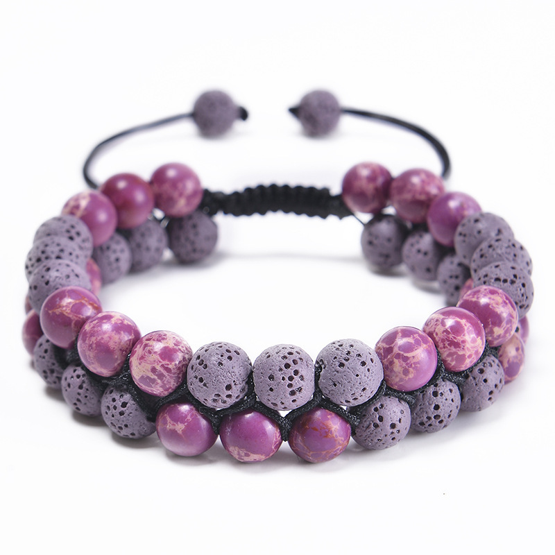 Cross-border Hot Volcanic Stone Essential Oil Bracelet for Europe and America Double-layer Woven Natural Stone Double-row Bracelet for Men and Women Jewelry Cross-border Hot Volcanic Stone Essential Oil Bracelet for Europe and America Double-layer Woven Natural Stone Double-row Bracelet for Men and Women Jewelry