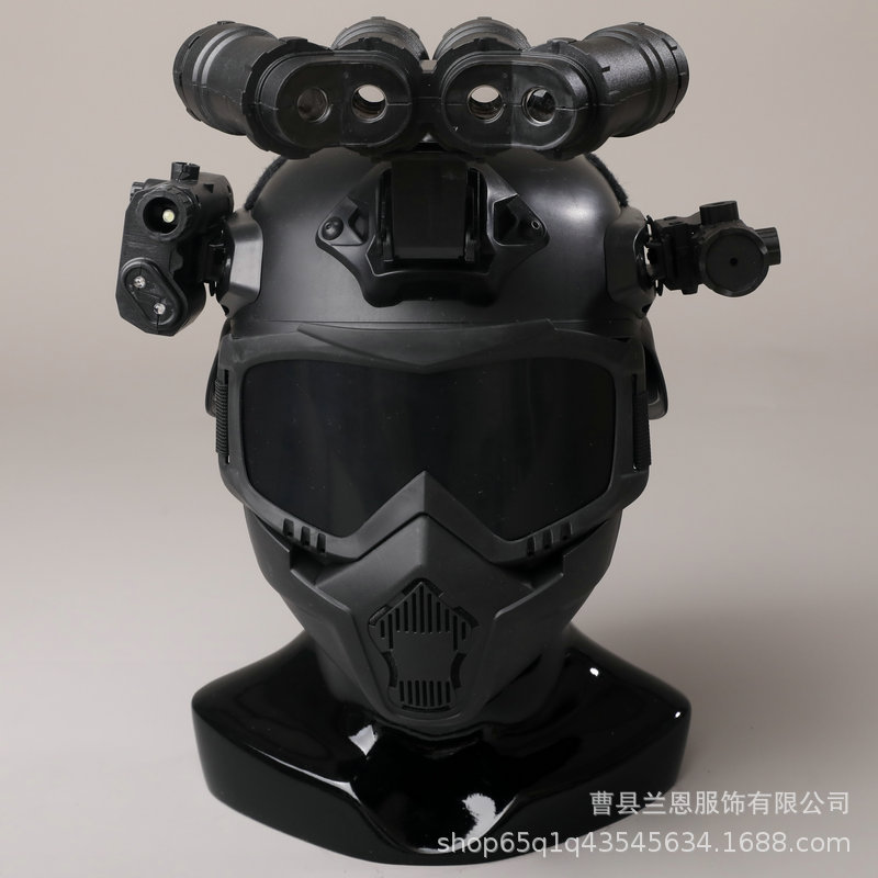 Casco táctico para niños binoculares de cuatro ojos de protección al aire libre equipo de ventilador militar telescopio modelo de visión nocturna equipo táctico