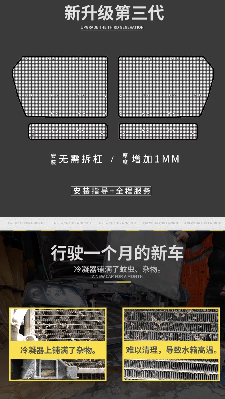 Suitable for Toyota Cruiser Lc300 Car Water Tank Insect-Proof Net Front Air Intake Grille Modified Built-In Protective Cover